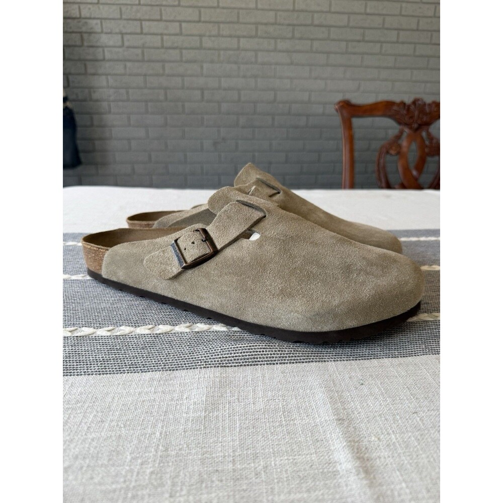 Birkenstock Men's Boston Soft Footbed Suede Leather Clog Shoes Sz 16 EU49 Taupe
